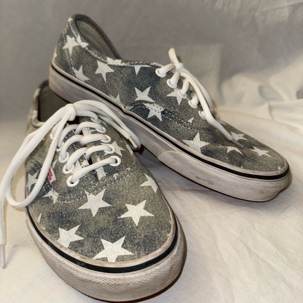 Vans Acid Washed Denim Star Pattern Sneakers Women’s 8 Men’s 6.5 4th of July